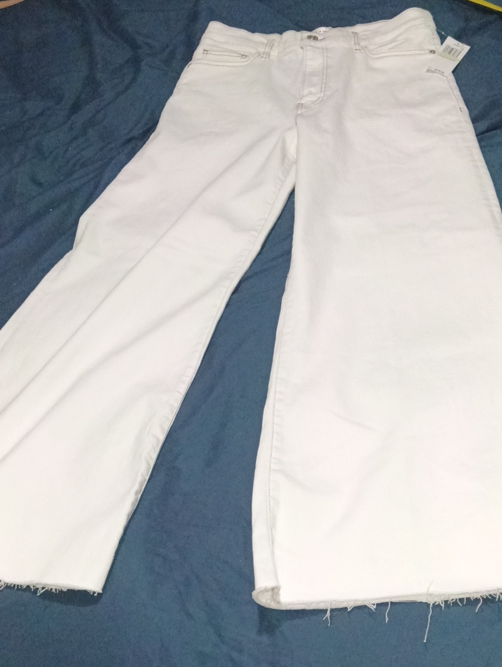 FRAME Le Palazzo Crop Wide Leg Cropped Jeans in White Waist 27